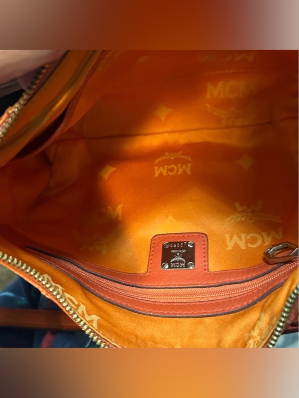 MCM Logo-Lined Zip Top Shoulder Bag EUC!!! - Picture 6 of 13